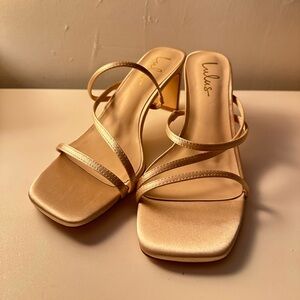 Never Worn Satin Strappy Kitten Heels